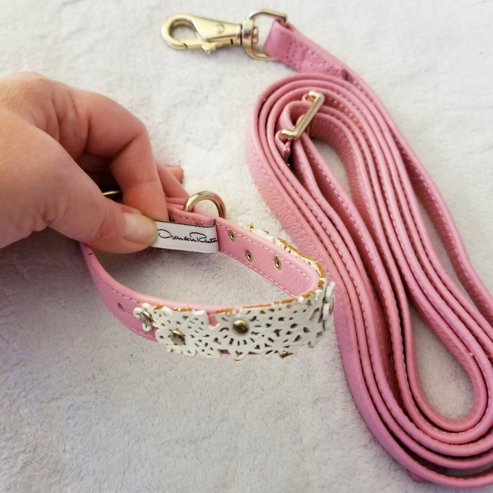 Oscar de la Renta dog collar and leash set